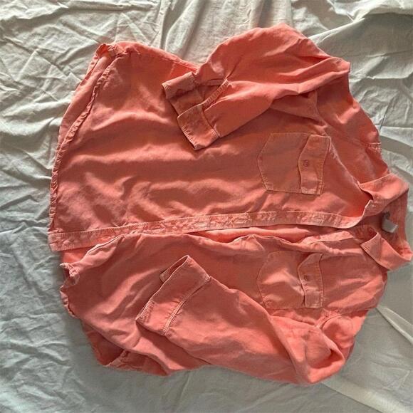 Chico's Women's Coral Button-Up Shirt Size 1/Medium 3/4 Sleeve Casual - Picture 1 of 6